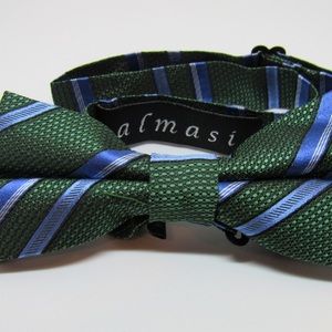 100% Silk Almasi (Pre-Tied) Bow Tie Green Blue